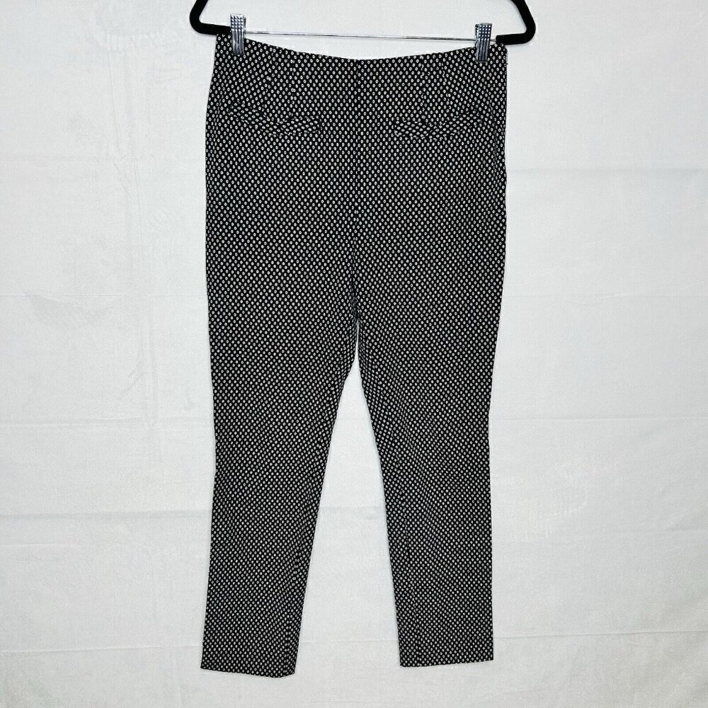 Anthropologie The Essential Slim Pants Size 6 (30x26.5) Black White Polka Dot